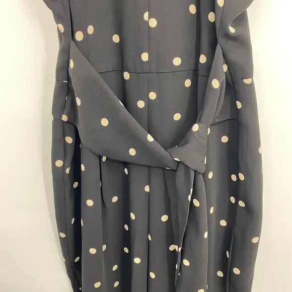 Ann Taylor Polka Dot Jumpsuit Racerback Wide Leg Sleeveless Black Beige Womens 2 - Picture 4 of 9